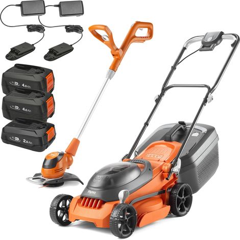 Flymo 36V EasiStore 340R Cordless Lawnmower 34cm Twin Grass Trimmer 3x Batteries (1/5)