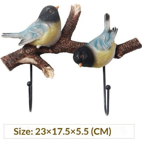 Patère murale créative en forme d'oiseau, porte-clés, entrée, décoration rustique. Deux oiseaux. (1/5)