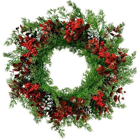 Guirlande De Noël - Couronne De Noël En Plastique - Pour Porte Fenêtre Mur Intérieur - 31 Cm - 1 Pièce (1/5)