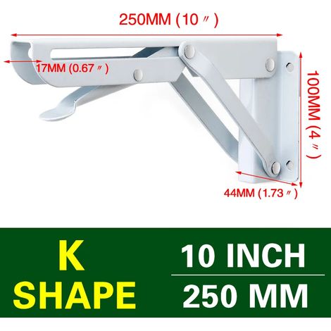 (Blanc 25 cm - Espagne) 2 équerres pliantes triangulaires pour étagère, support robuste, réglables, fixation murale, banc, table, quincaillerie pour meubles (1/5)