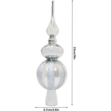 Étoile Pour Sommet De Sapin De Noël - Décoration Sphérique À 3 Niveaux - Argent - Pour Arbre De Noël Intérieur Et Extérieur - Lot De 1 Pièce (1/2)