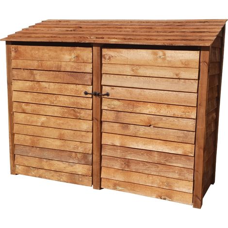 Wooden Log Store, W227xH180cm (Brown finish) With doors