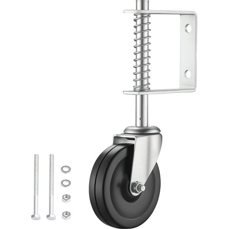 1 Roue pour portail coulissant, métal gris, PVC renforcé caoutchouc, 100 mm, capacité 68 kg, pour clôture de cour (1/5)