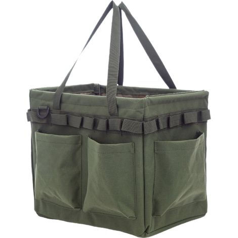 Sac de transport pour outils extérieur, grande capacité, résistant à l'usure, pliable en toile Oxford, vert olive, pour jardinage. (1/5)