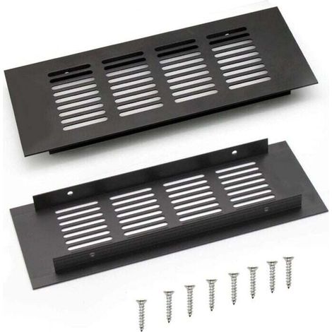 2 Pièces Grille D’aération en Aluminium à Encastrer, Grille de Ventilation 200 mm Angulaire pour la Ventilation des Placards et des Chambres (Noir) (1/4)