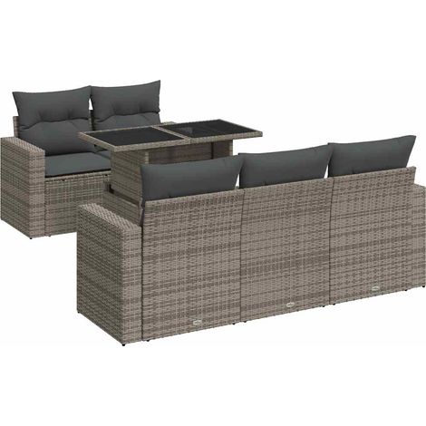 Maison Exclusive - 6-tlg. Garten-Sofagarnitur mit Kissen Grau Pol (1/5)