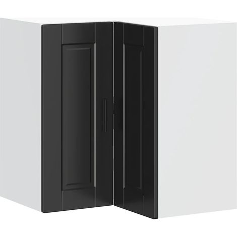 Mueble de cocina moderno de esquina para montaje en pared 57 x 57 x 60 cm gran capacidad de almacenamiento madera de ingeniería negra 020050403 (1/5)