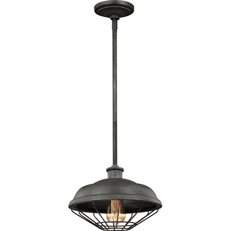 Elstead Lennex - Sospensione a soffitto a 1 luce in metallo grigio, attacco E27 (1/2)