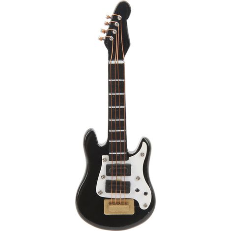 Guitare électrique miniature noire 1:12 en bouleau peint, ornement réaliste pour maison de poupée, modèle décoratif (1/5)