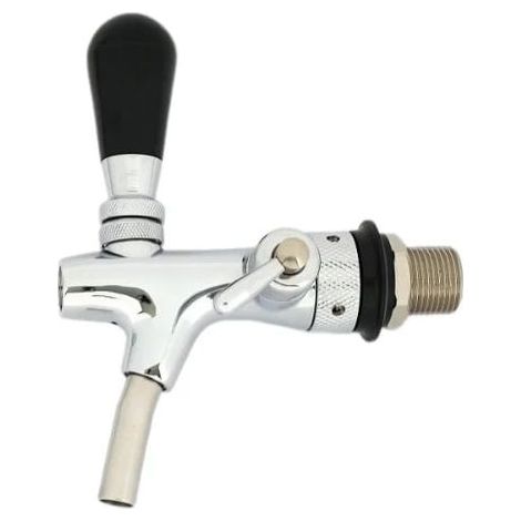 Robinet à bière Zapfhahn Kompensatorhahn Bierzapfhahn Schankhahn 7 mm version chromée, longueur de filetage 55 mm, avec rosette et écrou de serrage, touche à mousse, autofermant (1/4)
