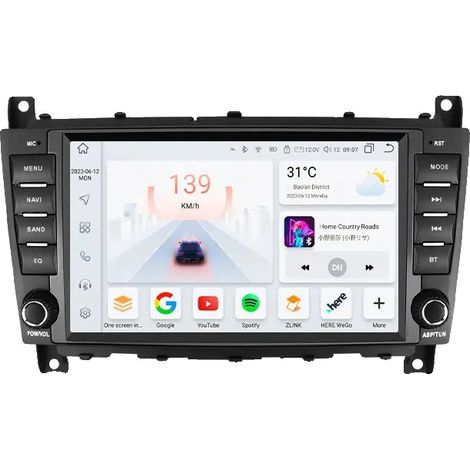 Sistema multimediale per auto, touchscreen, connettività 4G, compatibile con Mercedes Benz W203 C 2004-2007 e CLC 2008-2010, telecamera posteriore S4 AI (1/2)