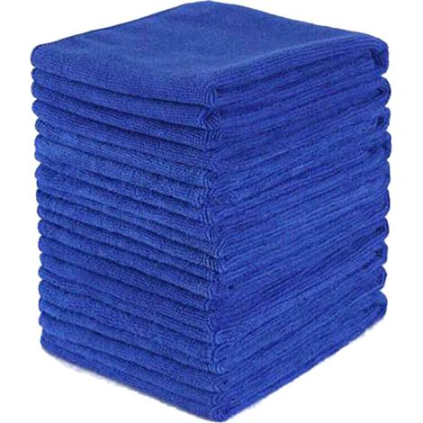 Serie da 100 pezzi di panni in microfibra assorbenti per auto, cucina, lavaggio, pulizia, colore blu (1/5)