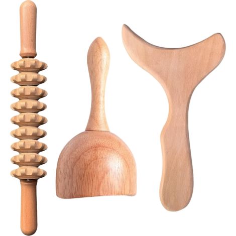 Offre exceptionnelle à petit prix Kit de massage professionnel en bois 3 en 1 pour le drainage lymphatique - Glad-AquaForge (1/4)
