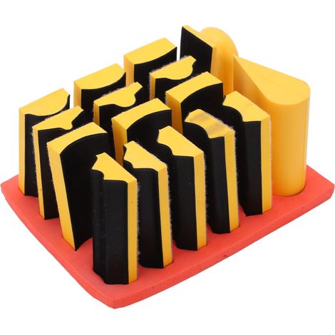 Lot de 16 blocs de ponçage manuels, outils de meulage auto-adhésifs pour ponceuse manuelle, y compris chanfrein, rainures, forme plate, pour le meulage de surfaces irrégulières (1/5)