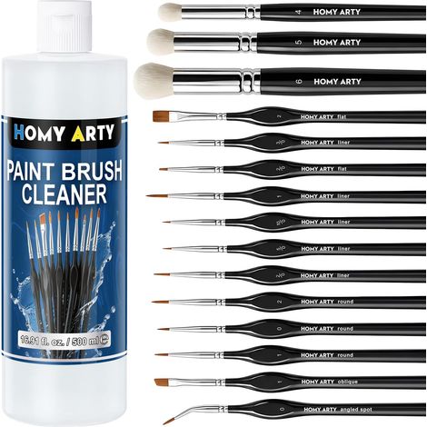 Lot de 15 Pinceaux de Peinture Acrylique Miniatures avec Pinceau (1/5)