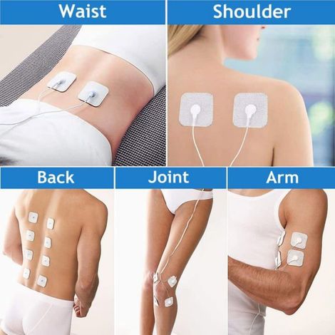 12 Électrodes 5x5cm Réutilisables - Compatibles TENS/EMS - Connecteur 3.5mm - Auto-Adhésives (1/5)
