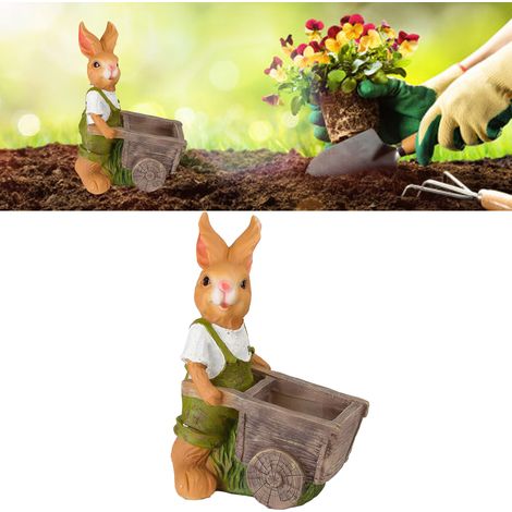 Pot de Fleurs en Résine Artisanale - Cartoon Lapin Motif - Modèle JLF31 - Grand Diamètre pour Décor Jardins et Terrasses - Dimensions: 42x31x21cm (1/4)