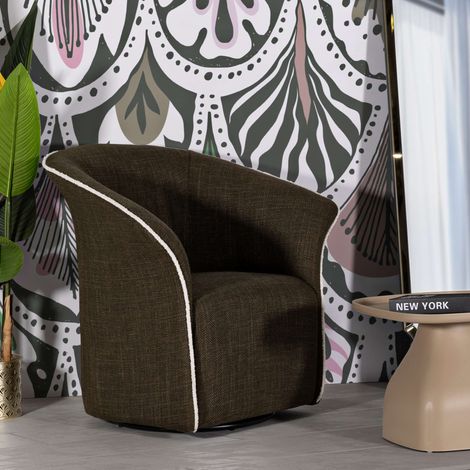 Sillón Toamas, Base Giratoria, Brazos, Estructura Metálica, 84x66x80h cm Verde (1/5)