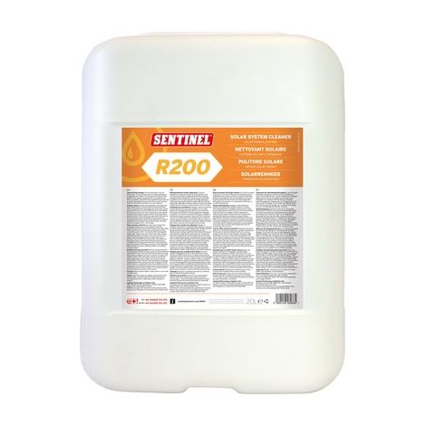 Sentinel – Nettoyant solaire R200 20L – Pour surfaces en aluminium et verre – Élimine les traces et redonne de l'éclat – Utilisation professionnelle