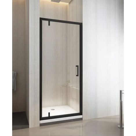 Porta Doccia Pivot Nero Opaco, Cristallo 8mm Trasparente Anticalcare Lasena Nero Opaco,75 cm,200 cm,Incluso