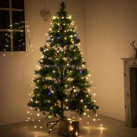 Luci LED argentées pour arbre de Noël 210 cm, blanc chaud (1/3)