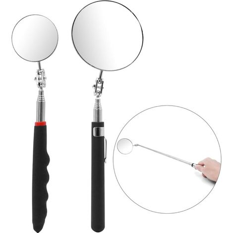 1 Miroir d'inspection télescopique, rotation 360°, acier inoxydable, pour automobile et installations techniques