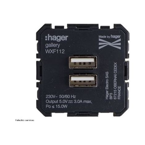 Double chargeur USB type A Gallery - 2 modules - WXF112 - Hager (1/5)