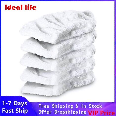 Lot de 5 têtes de brosse en coton pour nettoyeur vapeur Kärcher SC2, SC3, SC4 et SC5. Pièces détachées pour robot aspirateur et balai vapeur. (1/2)