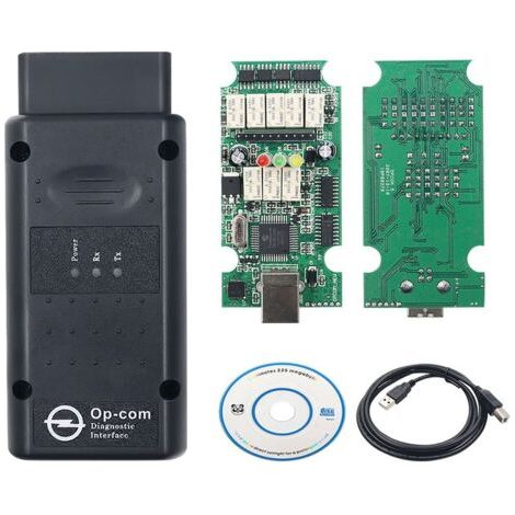 Kit de diagnóstico OP-COM V1.70/V1.95/V1.99 con chip PIC18F458 para vehículos Opel - Herramienta de escaneo OBD2 multiprotocolo para motor, ABS, airbag, CAN-BUS - Interfaz USB con software