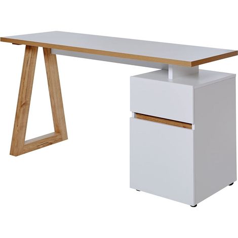 Bureau Club avec 1 tiroir et 1 porte, 139,7 x 54,9 x 76,2 cm, blanc (1/5)