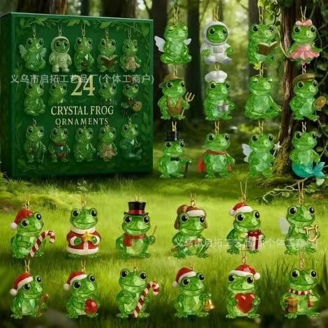 Calendrier de l'Avent Père Noël en verre de mer 2026 – Grenouille du compte à rebours de Noël du petit Père Noël (1/5)