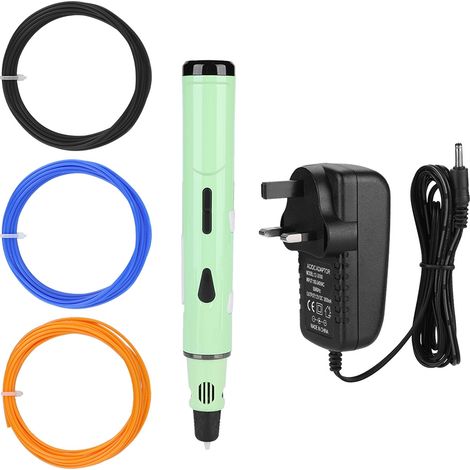 Stylo 3D ABS/PLA pour impression et dessin, filament de modélisation, ensemble d'outils pour étudiant/enfant, vert, UE (1/5)
