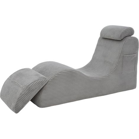 Moderner Relaxsessel aus Cord, ergonomisch, mit Seitentasche, Hellgrau (1/5)