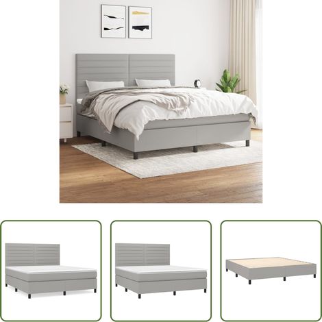 vidaXL Kopfteil - Boxspringbett mit Matratze Hellgrau 180x200 cm Stoff (1/5)