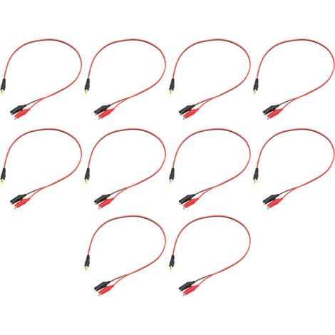 Lot de 10 câbles adaptateurs DC avec pinces, noyau cuivre pleine, transmission stable, connecteur double pince DC mâle 50 cm (1/5)