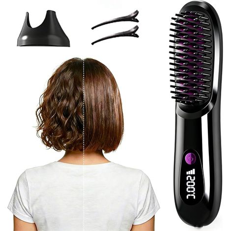 Brosse Coiffante Cocoony Cheveux Courts, Brosse Cocooning Cheveux Court, Chauffage Rapide 20s, Un Volume Coiffe En 2 Minutes, Système De Recharge 2 En 1 Avec Socle De Recharge (1/5)
