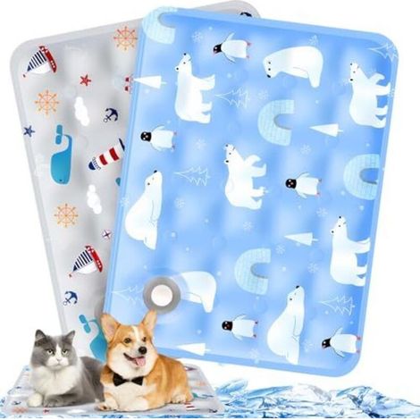 Tapis Rafraichissant Chien Tapis Rafraichissant Chat Resistant Tapis Refrigerant pour Chien Auto-refroidissant, Tapis Refroidissant pour Chien Chat, 40x50cm, Bleu (1/4)