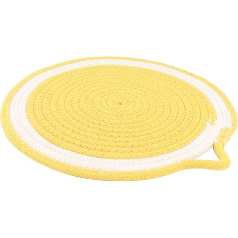 Dessous de verre en corde de coton, forme de fruit, style nordique, tapis de table isolant, set de pique-nique, dessous de plat en coton, jaune, grand format 30 cm (1/5)