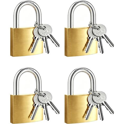 4 Pcs Cadenas Clé, Petit Cadenas Valise, Cadenas Casier avec Clés, Cadena de Sécurité pour Bagage, Casiers, Valise Avion Sacs de Voyage Armoires Boîte à Outils(48mm) (1/5)