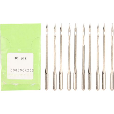 10 aiguilles à coudre industrielles en acier pour machines GK35 2C, GK35 6, GK35 6A, GK35 8, GK68 2, 80800Cx200 - pack de 10 pour broderie et couture (1/5)