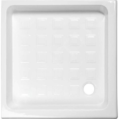 Receveur de douche carré RETRO en céramique 90x90x20cm, blanc (1/5)