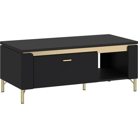 Couchtisch in schwarz matt mit goldfarbenen Akzenten NOLA-129 (1/4)