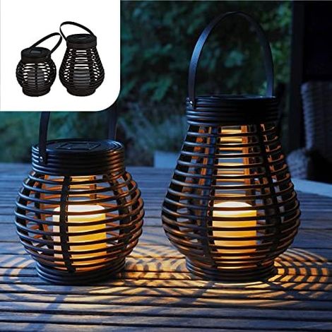 Lot 2 Lanternes Solaires Gadgy, Étanches, Goutte Boule, Blanc Chaud, Jardin, Balcon, Terrasse, Déco (1/5)