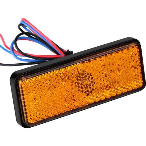 Luz de freno Akozon para scooter, ciclomotor, rectangular, universal, con reflector LED (amarilla). (1/5)