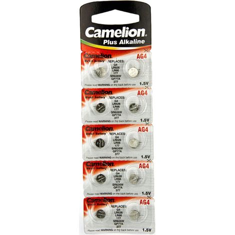 10 Camelion AG4 / LR66 / 177 / 377 / LR626 pile bouton longue durée de vie (date d'expiration marqué)