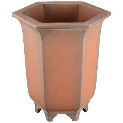 Vaso per bonsai esagonale (stile a cascata) in gres 13x13x18,5 cm - B146