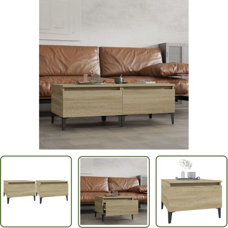 The Living Store Beistelltische 2 Stk. Sonoma-Eiche 50x46x35 cm Holzwerkstoff - Industrieller Stil - Beistelltisch - Wohnzimmerstil - Holzwerkstoff Möbel - Side Table (1/5)