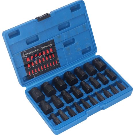 Kit de 25 extracteurs de vis à tête hexagonale en acier Cr-Mo pour boulons cassés ou endommagés, idéal pour la réparation et l'entretien. (1/5)