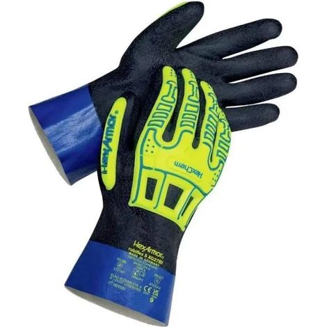 HexArmor Rubiflex S XG27BI Guantes de Protección Talla 8 Negro Azul Amarillo