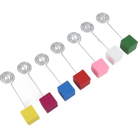 Lot de 7 porte-numéros de table en bois coloré, simples et portables, pour photos, cartes et notes. Décoration (1/5)